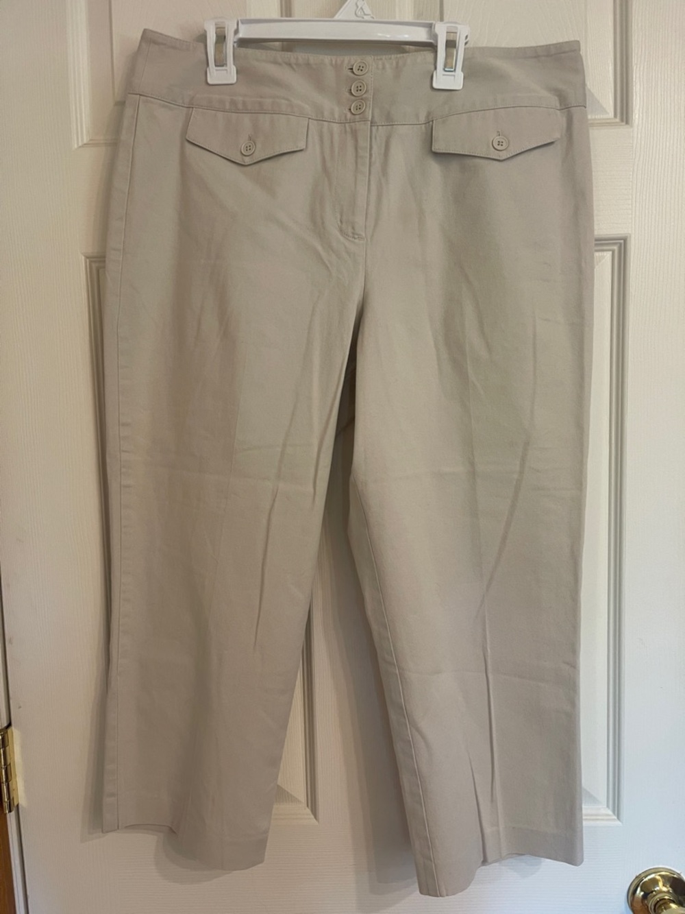 LOFT Light Beige Cropped Straight Pants
